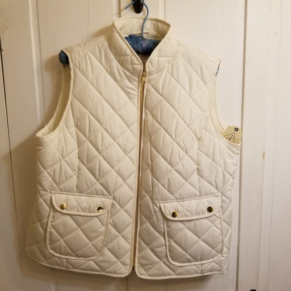St. JOHNS bay womans quilted vest nwt white size petite xl